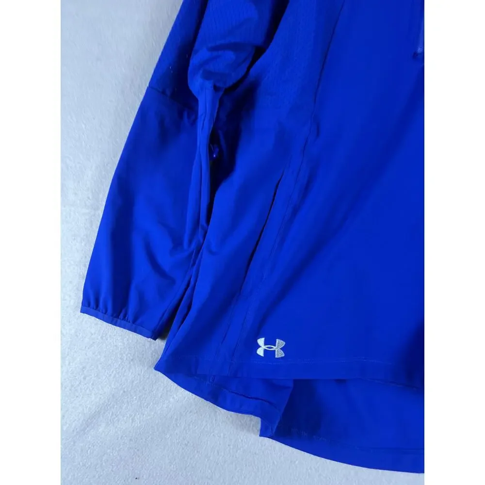 Under Armour Squad Woven 1/2-Zip Jacket Womens M Blue Loose Fit Vented Anorak